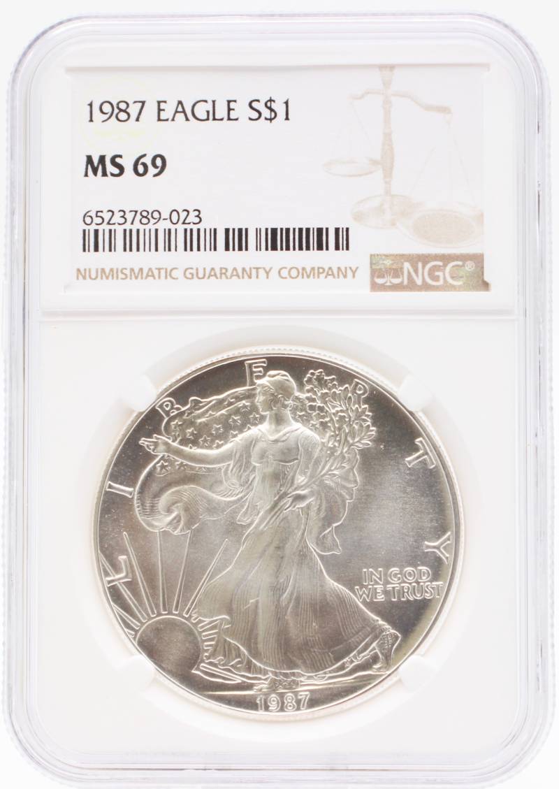 1987 NGC MS69 Silver American Eagle Copy